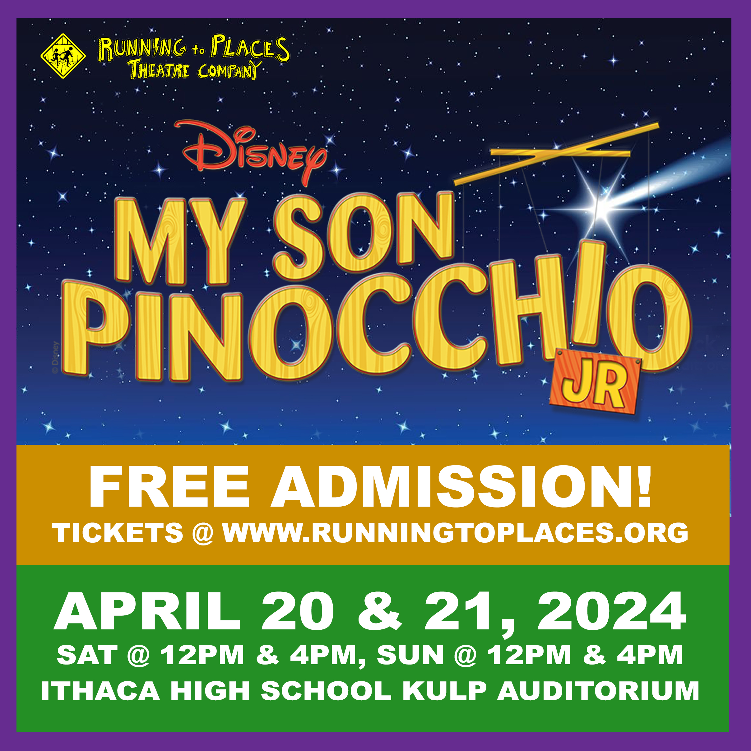 Running to Places presents Disney’s:  MY SON PINOCCHIO, JR!