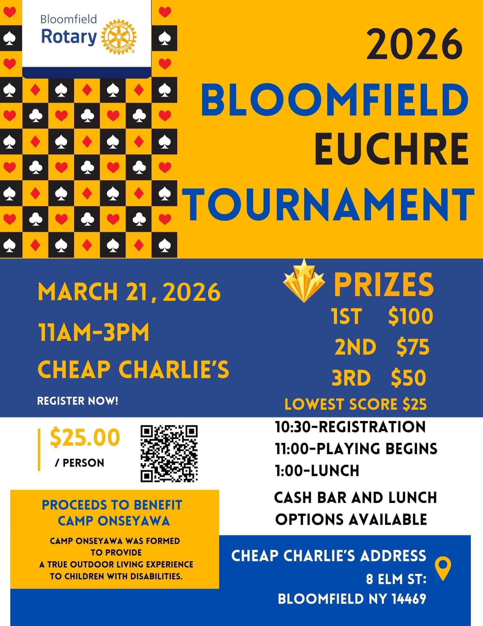 Euchre Tournament sponsored by the Bloomfield Rotary Club